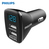 飛利浦（PHILIPS） 車載充電器一拖二車充頭點(diǎn)煙器
