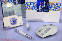 瓷韻筆+青花瓷名片夾+青花瓷無線鼠標(biāo)